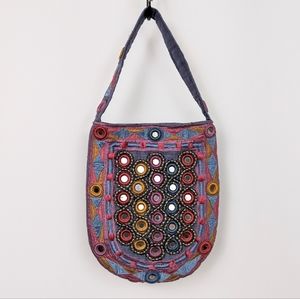 Silk Purse Multicolor Fabric Beaded Mirrored Embroidered Boho Mixed Media Bag